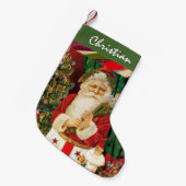 ヴィンテージサンタクロースクリスマスストッキング スモールクリスマスストッキング (正面 (吊り時))