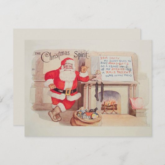 ヴィンテージサンタクロースクリスマススピリットポストカード シーズンポストカード (正面/裏面)