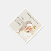 ヴィンテージサンタクロースクリスマスタウペ&金ゴールド スタンダードカクテルナプキン (角)