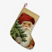 ヴィンテージサンタクロースクリスマスツリーネームストッキング スモールクリスマスストッキング (正面 (吊り時))