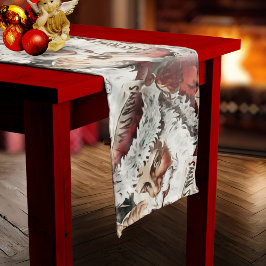 ヴィンテージサンタクロースクリスマステーブルランナー ロングテーブルランナー