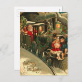 ヴィンテージサンタクロースクリスマストレイン シーズンポストカード (正面/裏面)