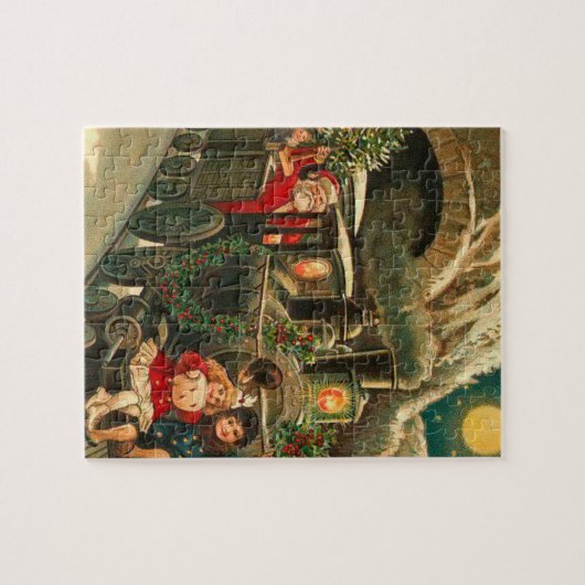ヴィンテージサンタクロースクリスマストレイン ジグソーパズル (横)