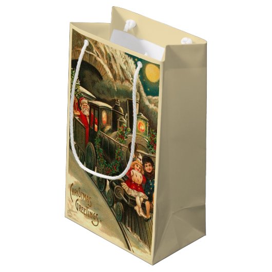 ヴィンテージサンタクロースクリスマストレイン スモールペーパーバッグ (裏面アングル)