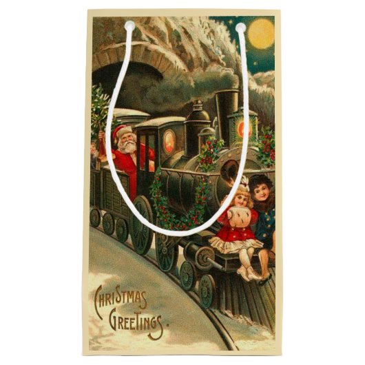 ヴィンテージサンタクロースクリスマストレイン スモールペーパーバッグ (正面)