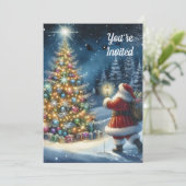 ヴィンテージサンタクロースクリスマスパーティの招待状 招待状 (スタンド正面)