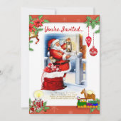 ヴィンテージサンタクロースクリスマスパーティの招待状 招待状 (正面)