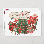 ヴィンテージサンタクロースクリスマスパーティの招待状 招待状 (正面/裏面)