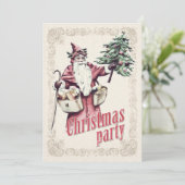 ヴィンテージサンタクロースクリスマスパーティの招待状 招待状 (スタンド正面)