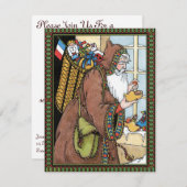 ヴィンテージサンタクロースクリスマスパーティの招待状 招待状 (正面/裏面)