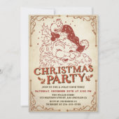 ヴィンテージサンタクロースクリスマスパーティー 招待状 (正面)