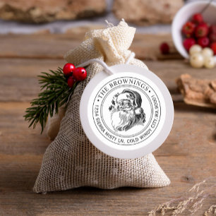 ヴィンテージサンタクロースクリスマスホリデーアドレス ラウンドシール