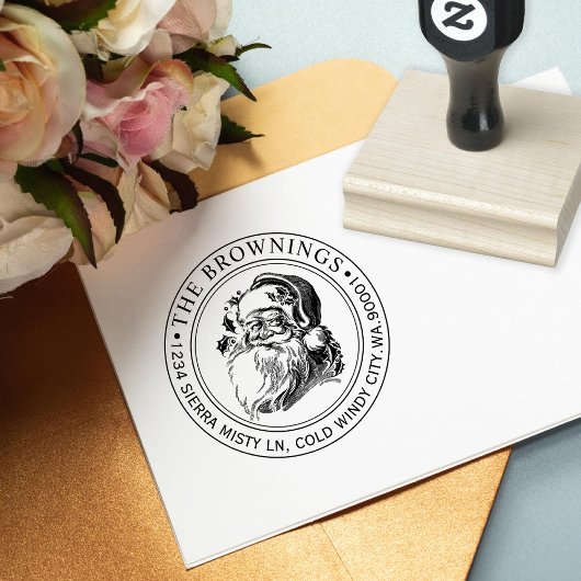 ヴィンテージサンタクロースクリスマスホリデーアドレス ラバースタンプ