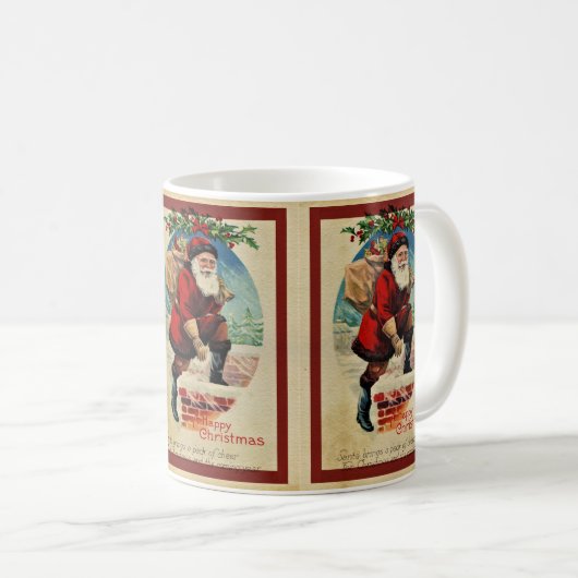 ヴィンテージサンタクロースクリスマスホリデーセラミック コーヒーマグカップ (正面右)