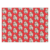 ヴィンテージサンタクロースクリスマスホリデーレッド テーブルクロス (正面(横))