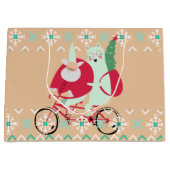 ヴィンテージサンタクロースクリスマスホルディおもしろい ラージペーパーバッグ (正面)