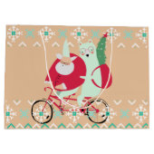 ヴィンテージサンタクロースクリスマスホルディおもしろい ラージペーパーバッグ (裏面)