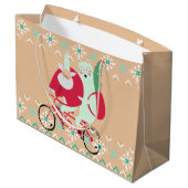 ヴィンテージサンタクロースクリスマスホルディおもしろい ラージペーパーバッグ (裏面アングル)