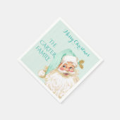 ヴィンテージサンタクロースクリスマスミント&金ゴールド スタンダードカクテルナプキン (角)