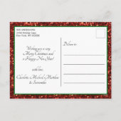 ヴィンテージサンタクロースクリスマスレッドグリーングリッター シーズンポストカード (裏面)