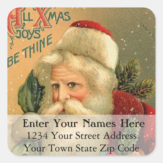 ヴィンテージサンタクロースクリスマス住所 シール (正面)