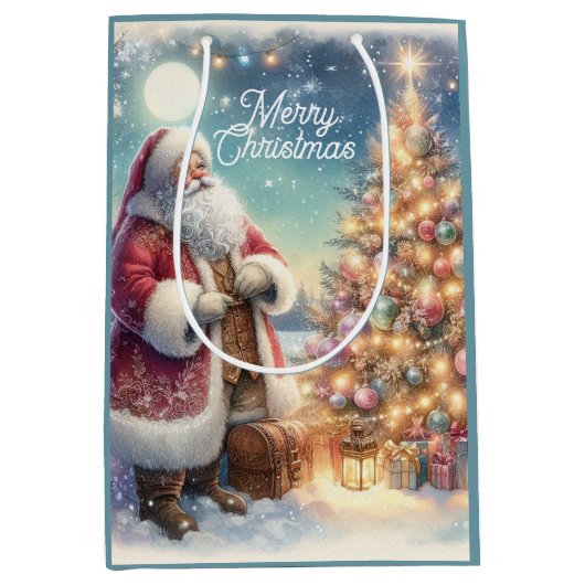 ヴィンテージサンタクロースクリスマス抱き枕 ミディアムペーパーバッグ (正面)