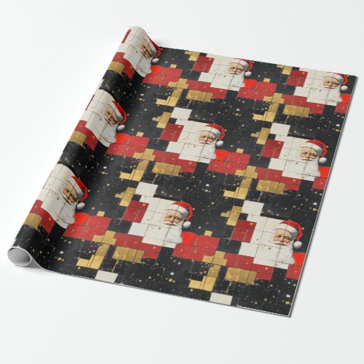 ヴィンテージサンタクロースコラージュ ラッピングペーパー (アンロールド)