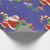 ヴィンテージサンタクロースパターンレトロクリスマス ラッピングペーパー (角)