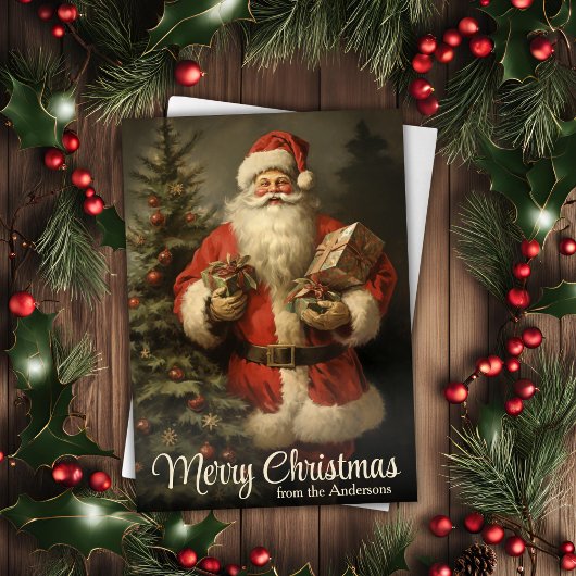 ヴィンテージサンタクロースパーソナライズされたクリスマス シーズンカード