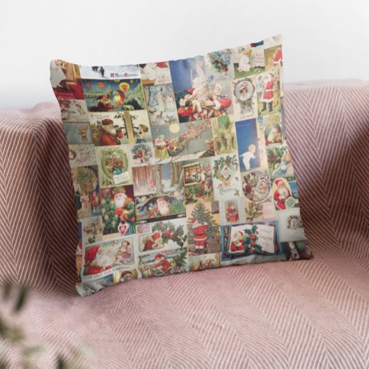 ヴィンテージサンタクロースビクトリアンはがきデコページ クッション