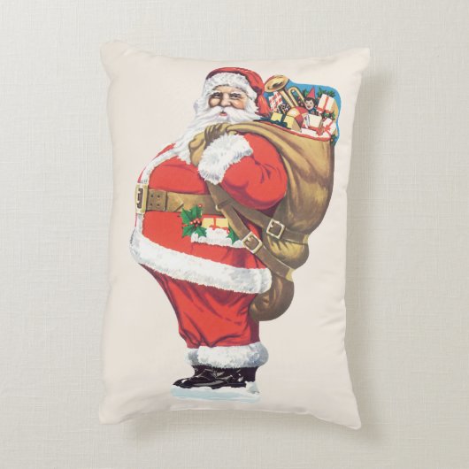 ヴィンテージサンタクロースビクトリアン、クリスマスダイカット アクセントクッション (裏面(縦))