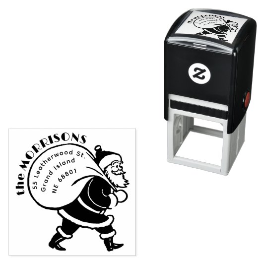 ヴィンテージサンタクロースファミリーホリデー差出人住所 セルフインキングスタンプ (インサイチュ)