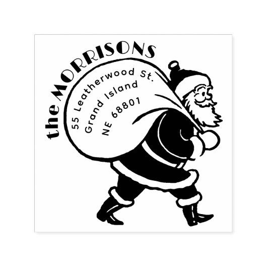 ヴィンテージサンタクロースファミリーホリデー差出人住所 セルフインキングスタンプ (デザイン)