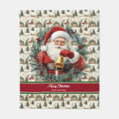 ヴィンテージサンタクロースブランケット付き名前をカスタムする フリースブランケット (正面)