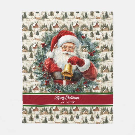 ヴィンテージサンタクロースブランケット付き名前をカスタムする フリースブランケット (正面)