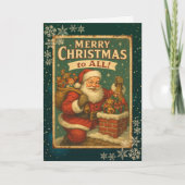ヴィンテージサンタクロースプレゼントホリデーカード シーズンカード (正面)