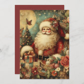 ヴィンテージサンタクロースプレゼントムーンメリークリスマス シーズンカード (正面/裏面)