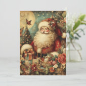 ヴィンテージサンタクロースプレゼントムーンメリークリスマス シーズンカード (スタンド正面)
