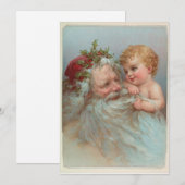 ヴィンテージサンタクロースベビーチャイルドクリスマスホリデイ シーズンカード (正面/裏面)