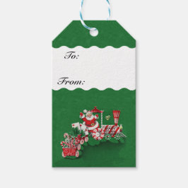 ヴィンテージサンタクロースペパーミントキャンディートレイン ギフトタグ