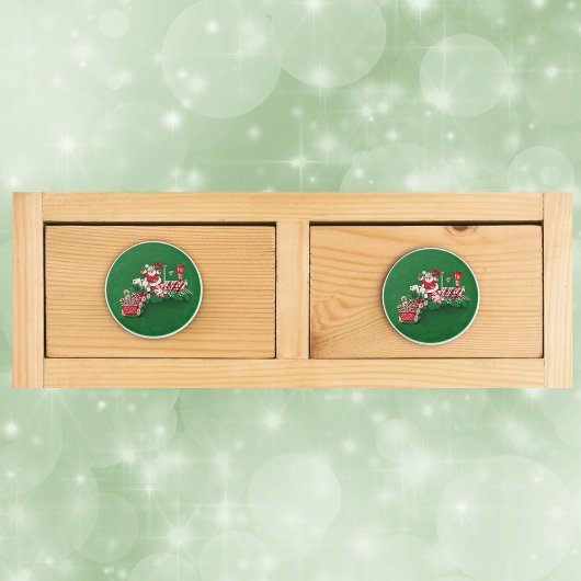 ヴィンテージサンタクロースペパーミントキャンディートレイン セラミックノブ