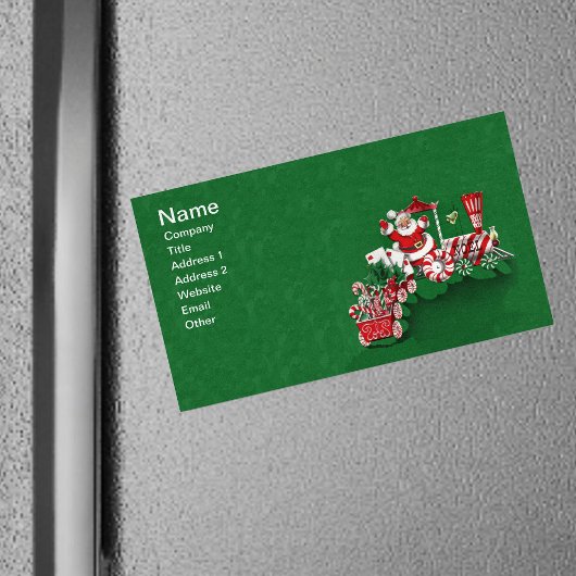 ヴィンテージサンタクロースペパーミントキャンディートレイン マグネット名刺