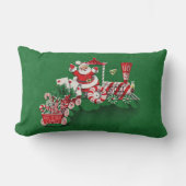 ヴィンテージサンタクロースペパーミントキャンディートレイン ランバークッション (正面)