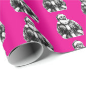 ヴィンテージサンタクロースホットピンク ラッピングペーパー (ロールコーナー)