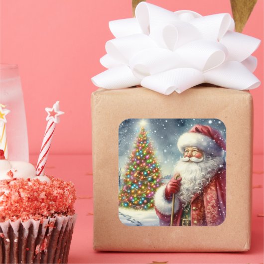 ヴィンテージサンタクロースホリデイ スクエアシール (パーティー)