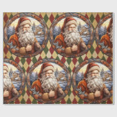 ヴィンテージサンタクロースホリデークリスマス ラッピングペーパー (フラット)