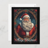 ヴィンテージサンタクロースホリデーズメリークリスマス シーズンポストカード (正面/裏面)