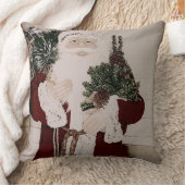ヴィンテージサンタクロースポートレートクリスマスホリデー クッション (ブランケット)