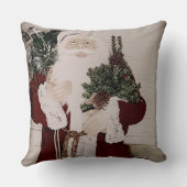 ヴィンテージサンタクロースポートレートクリスマスホリデー クッション (裏面)