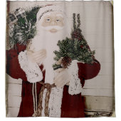 ヴィンテージサンタクロースポートレートクリスマスホリデー シャワーカーテン (正面)